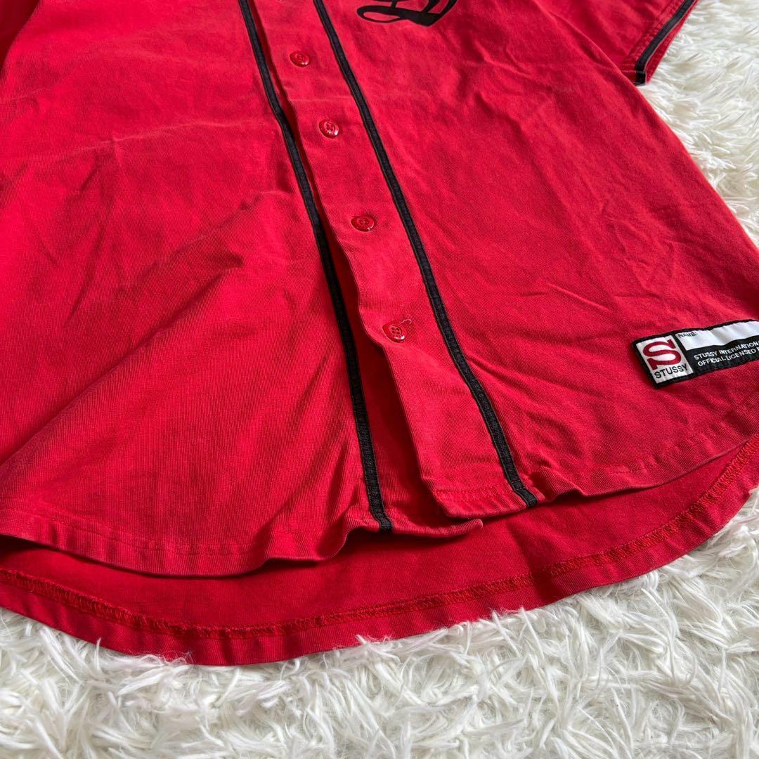 ステューシー ベースボールシャツ レッド 半袖 ショートスリーブ B044